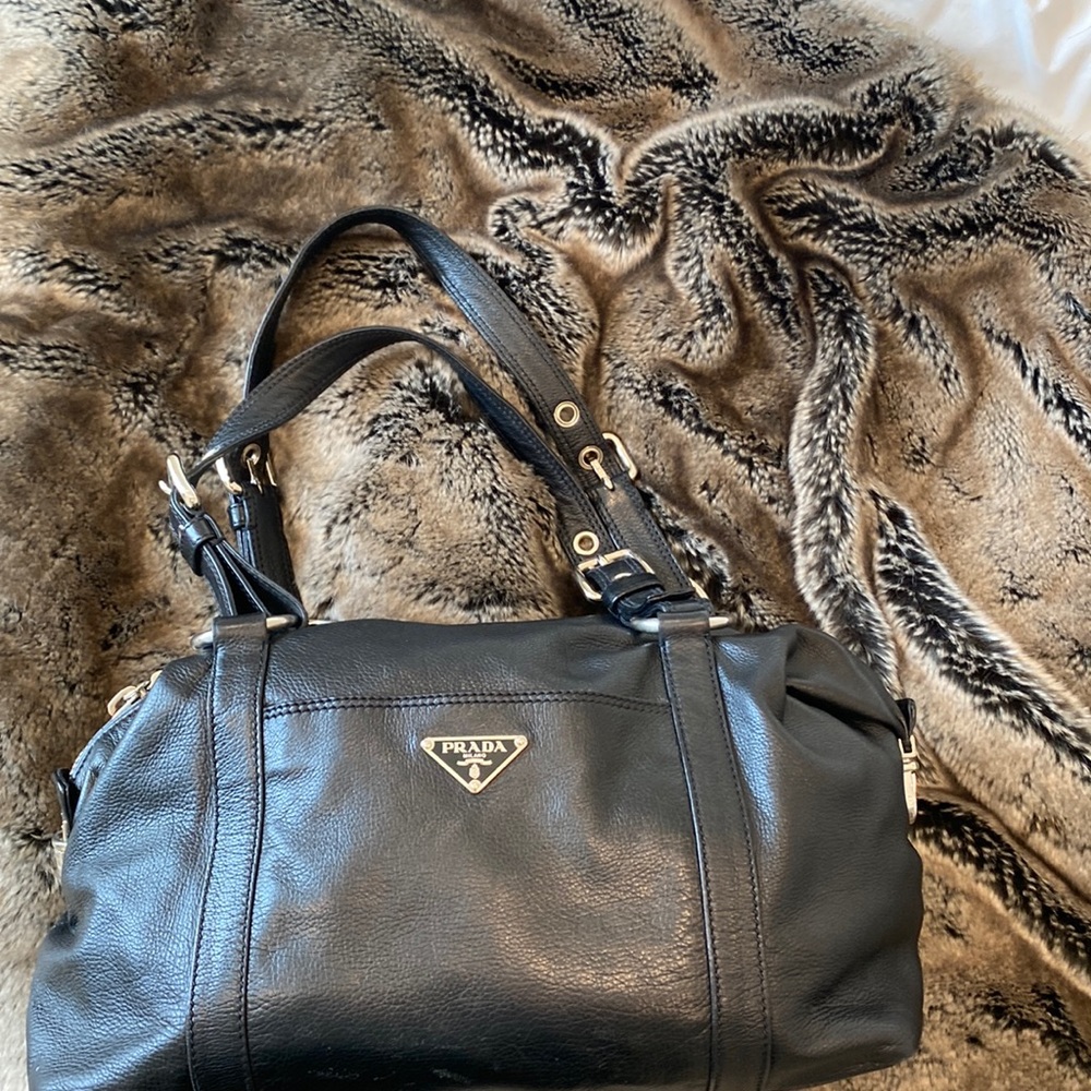Black leather Prada shoulder bag